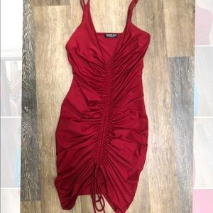 Red Ruched Fashionnova dress size Medium